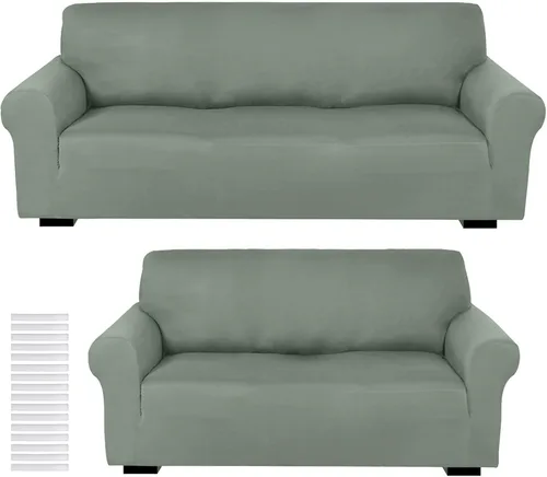 Vista 15 de Peryiter Juego de 2 fundas para sofá de dos plazas Fundas para muebles para sala de estar para sofá, sillón, ajuste elástico, a prueba de arrugas
