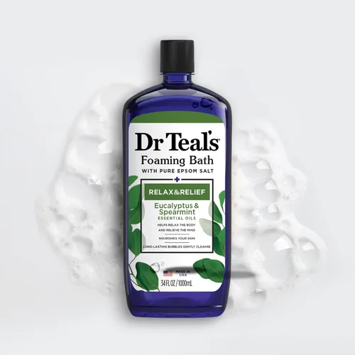 Vista 9 de Dr Teal's Baño espumoso con sal pura de Epsom, lavanda y eucalipto, 34 onzas líquidas (paquete de 2)