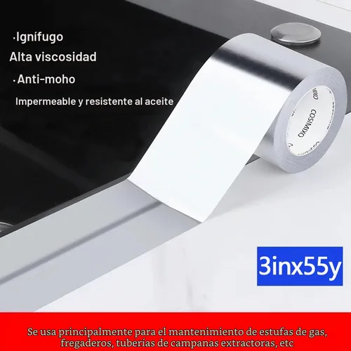 Vista 2 de Cinta adhesiva de papel de aluminio plateado COSIMIXO 3 pulgadas x 55 yardas, resistente, sellado y parcheado de alta temperatura, perfecta