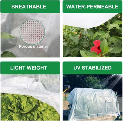 Vista 4 de KLEWEE Cubiertas para Plantas Protección contra Heladas 10 x 50 Pies, 1.05 oz/yd² Tela Antihielo más Gruesa para Protección de Plantas contra