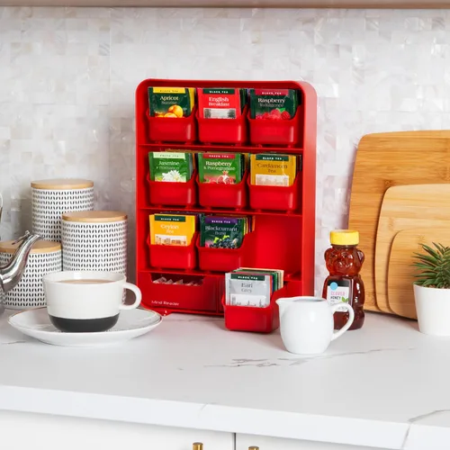 Vista 2 de Mind Reader, organizador para condimentos y soporte para saquitos de té "Baggy", color negro, ninguno , Rojo