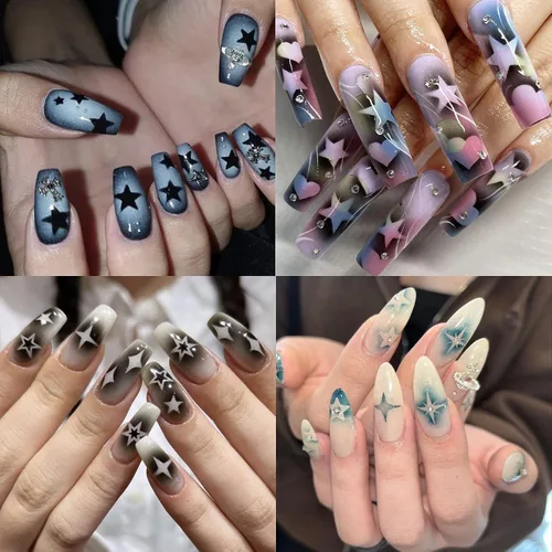 Vista 4 de 24 hojas de plantillas de aerógrafo, calcomanías de uñas para arte de uñas, calcomanías de uñas francesas, plantilla de impresión, herramienta