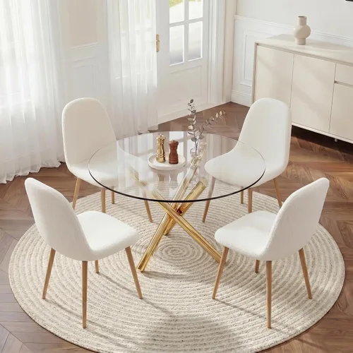 Vista 10 de Howtek Juego de mesa de comedor de 5 piezas, mesa de comedor rectangular moderna con 4 sillas de comedor de terciopelo, juego de mesa de cocina que