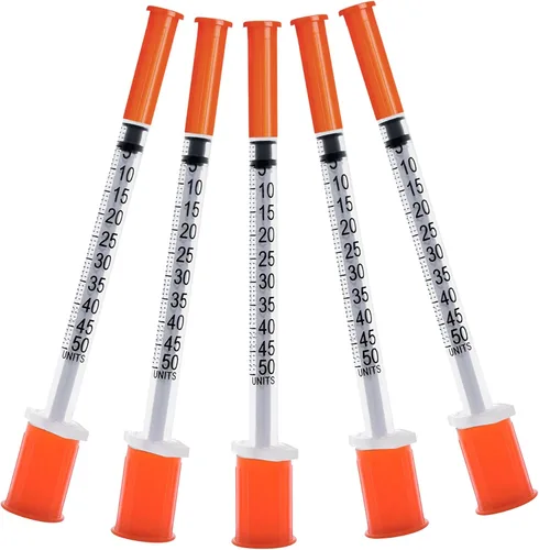 Vista 6 de Jeringas U-100 31G 0.5cc 1/2 pulgada (13mm), envueltas individualmente, paquete de 20