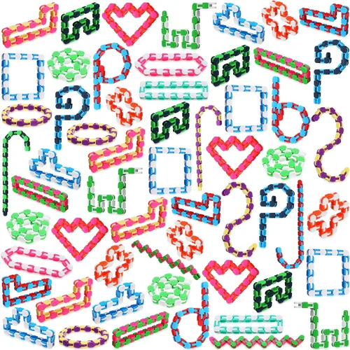 Vista 8 de Sotiff 60 Piezas Juguete Fidget Pista Loca Juguetes Fidget Wacky Tracks Serpiente Colorida Juguetes Regalos para Niños Adultos Autismo Alivio