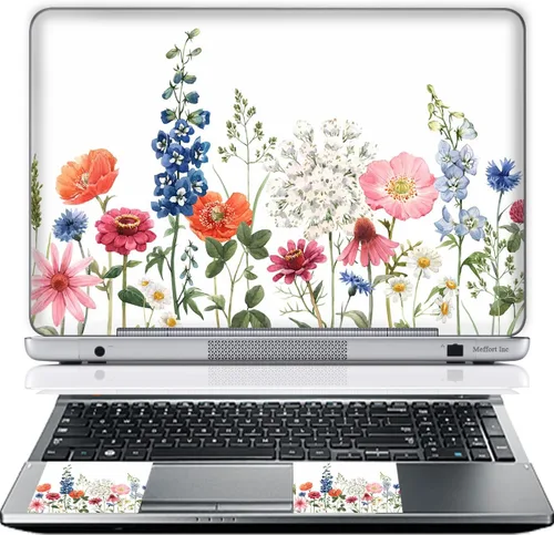 Vista 10 de Meffort Inc Adhesivo decorativo para laptop de hasta 12.3 pulgadas (incluye 2 muñequeras) - Nubes de galaxia