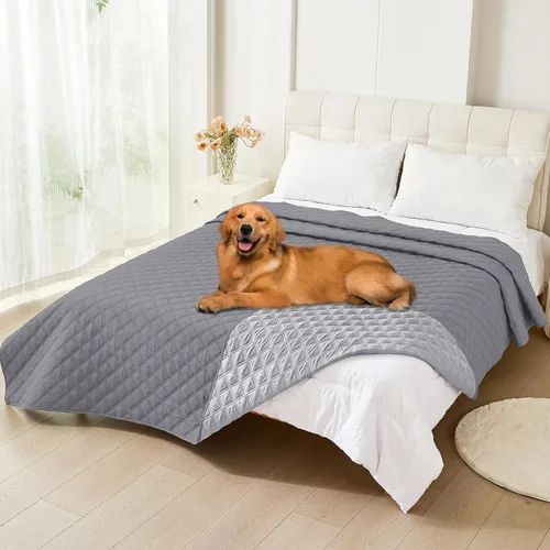 Vista 120 de Smiry Funda Impermeable para Cama de Perro Manta para Mascotas, Manta Suave y Lavable para Perros para Muebles Cama Sofá Sofá Reversible, a Cuadros