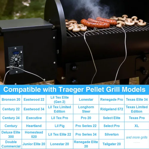 Vista 3 de Controlador de parrilla de pellets para Traeger, piezas de repuesto del panel de control, sonda de temperatura Rtd, termómetro, sonda del termostato