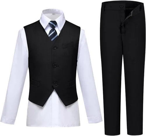 Vista 3 de Visaccy - Traje de vestir para niños, corte ajustado, traje para pajecito de boda