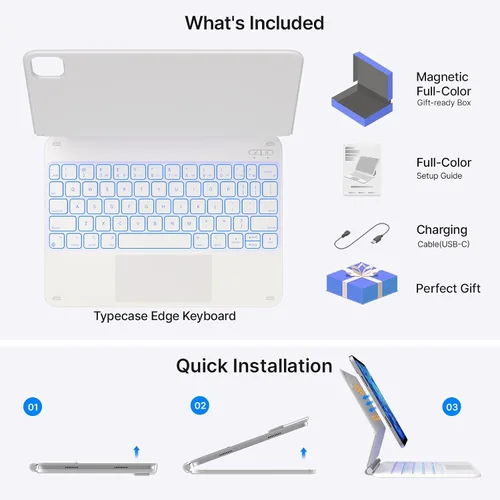 Vista 8 de typecase Funda de teclado para iPad Air 11 y iPad Pro 11 (4ª, 3ª, 2ª, 1ª generación), teclado mágico para iPad Air 5ª/4ª generación, funda
