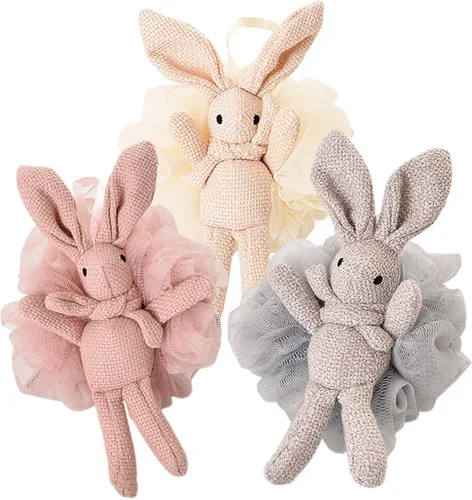 Vista 12 de Cepillo de baño de mango largo para ducha + esponja de baño gris Luffa