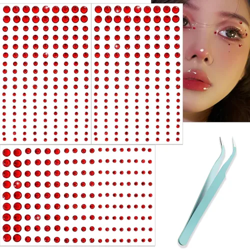 Vista 11 de NOOEPC Gemas faciales para el cabello, joyas autoadhesivas para la cara, joyas de ojos, diamantes de imitación para la cara, gemas para el rostro