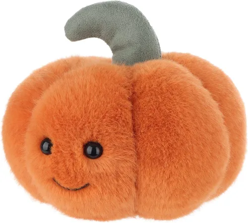 Vista 5 de Apricot Lamb Juguetes de verduras, peluches de calabaza fresca, animal de peluche suave, perfecto para niños (calabaza naranja, 4.5 pulgadas)