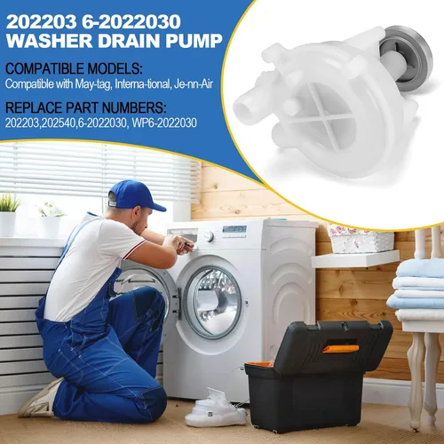 Vista 3 de Lucky Seven 202203 Bomba de drenaje para lavadora Maytag, sustituye a 202203, 202540, 6-2022030, WP6-2022030