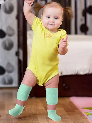 Vista 4 de Juego de 10 pares de rodilleras antideslizantes para bebés y calcetines antideslizantes para bebés, unisex para niños pequeños, calcetines