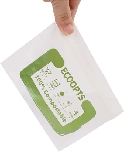 Vista 3 de Bolsa con cremallera 100% compostable para aperitivos Bolsas de almacenamiento pequeñas ecológicas Bolsa para congelador A base de plantas sin