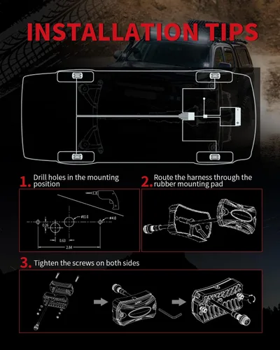 Vista 8 de LASFIT Luces de roca Switchback ámbar y blancas con interruptor de palanca, luces LED para pozo de rueda, kit de iluminación de neón