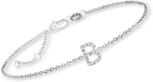 Vista 7 de RS Pure by Ross-Simons Diamond-Accented Single-Initial Bracelet in Sterling Silver