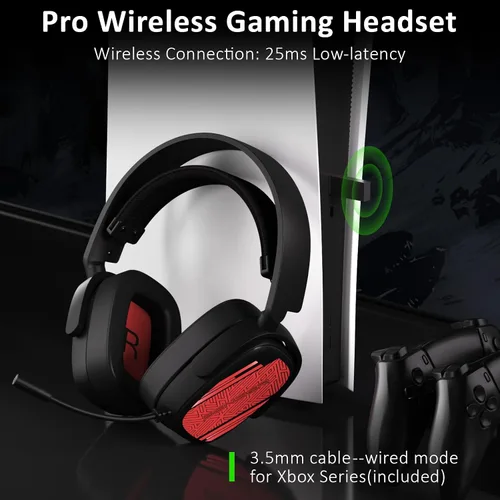 Vista 2 de SENZER X100 Auriculares inalámbricos para juegos para PS5 PS4 PC Switch Bluetooth Gaming Auriculares con micrófono - Sonido superior en el juego