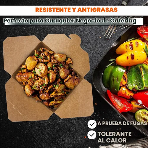 Vista 4 de Fit Meal Prep Paquete de 50 recipientes de papel de 30 onzas para alimentos para llevar, cajas para llevar alimentos, aptos para microondas y a