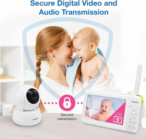 Vista 6 de VTech Monitor de video para bebés con pantalla LCD de 5 pulgadas, hasta 17 horas de video y 31 horas de duración de batería de audio, visión