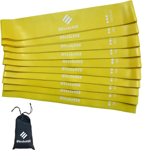 Vista 4 de Bandas elásticas de resistencia para ejercicio, paquete de 5/10, bandas elásticas de 10/12 pulgadas para entrenar con bolsa de transporte, bandas