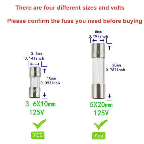 Vista 6 de BOJACK Fusibles para luces de Navidad 5x20mm 125V 3A 5A 7A Fusible de vidrio de soplado rápido Fusibles 3.6X10mm Mini Fusible 125V 2.5A 3A 5A Kit
