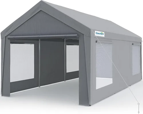 Vista 12 de Quictent Toldo de Cochera Resistente de 10x20 pies Carpa Galvanizada para Automóvil Refugio de Garaje al Aire Libre para Botes con Estructura Blanco