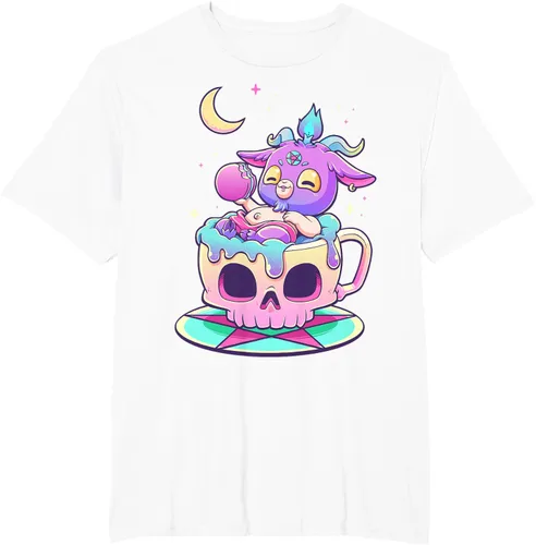 Vista 62 de Kawaii Pastel Goth Cute espeluznante Pentáculo Baphomet - Camiseta de cabra, Negro