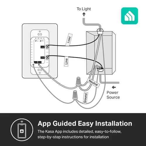 Vista 6 de Kasa Apple HomeKit - Interruptor de atenuación inteligente KS220, un solo polo, requiere cable neutro, interruptor de luz Wi-Fi de 2.4 GHz, funciona