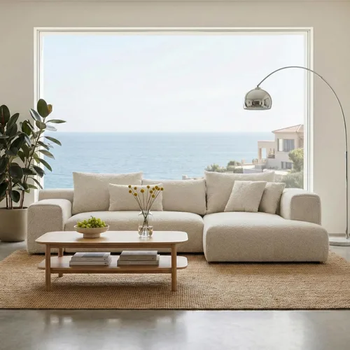 Vista 10 de Acanva Juego de sofá seccional modular en forma de L de tamaño grande moderno para sala de estar, sofá de esquina de 4 plazas de estilo minimalista
