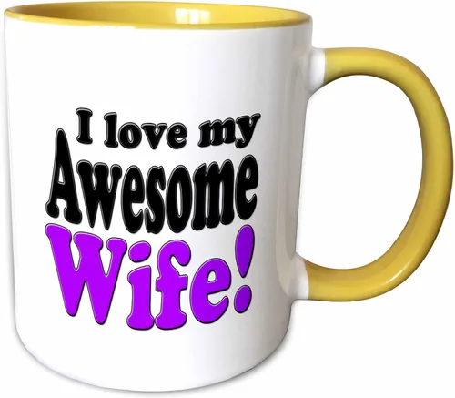 Vista 12 de 3dRose evadane – Funny Quotes – I Love My Awesome esposa, púrpura, – Tazas, Blanco White