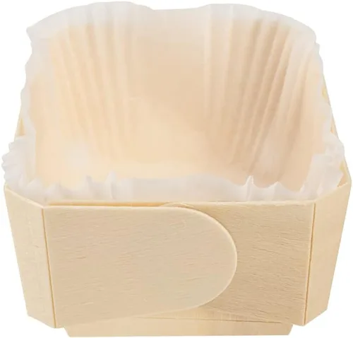 Vista 13 de Restaurantware Taipei - Moldes de madera para hornear de 17 onzas, 100 moldes desechables listos para horno, con forros de papel, recipientes