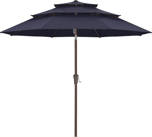 Vista 38 de ABCCANOPY Sombrilla solar de patio de 3 niveles de 11 pies, 32 luces LED Beige
