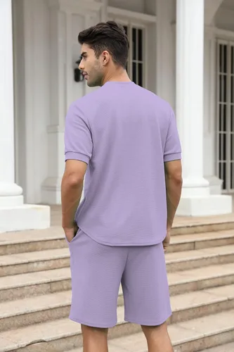Vista 122 de FZNHQL Conjunto deportivo de moda para hombre, 2 piezas, casual, atlético, para correr, manga corta/larga, conjunto para hombre
