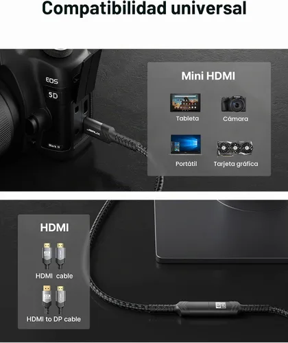 Vista 2 de JSAUX Adaptador Mini HDMI a HDMI, Cable Mini HDMI macho a HDMI hembra con 4K 60Hz HDR 3D 18Gbps, Compatible con cámara, videocámara, Raspberry Pi