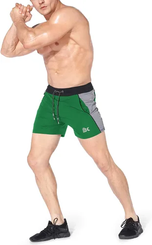 Vista 4 de BROKIG - Pantalones cortos para el gimnasio de 5 in para hombres, para correr, entrenamiento ligero, con cintura elástica y bolsillos