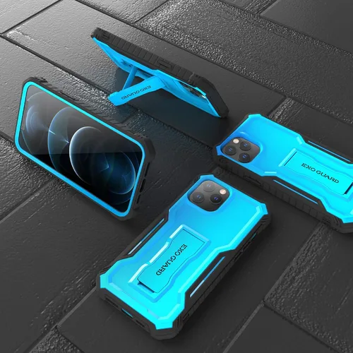 Vista 7 de ExoGuard Funda para iPhone 12, compatible con iPhone 12 Pro, funda de goma a prueba de golpes de cuerpo completo, protector de pantalla integrado