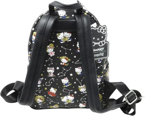 Vista 3 de Loungefly Hello Kitty - Mini mochila con estampado del zodiaco, Negro