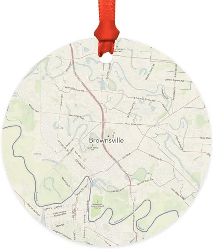 Vista 10 de Andaz Press Mapa de la ciudad de Estados Unidos redondo de madera natural MDF ornamento de Navidad, Akron, Ohio Vintage Mapa, 1 paquete, larga