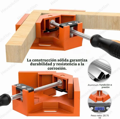 Vista 2 de Housolution Abrazadera de ángulo recto, [2 paquetes] Abrazadera de esquina de aleación de aluminio de 90 ° de un solo mango, herramienta