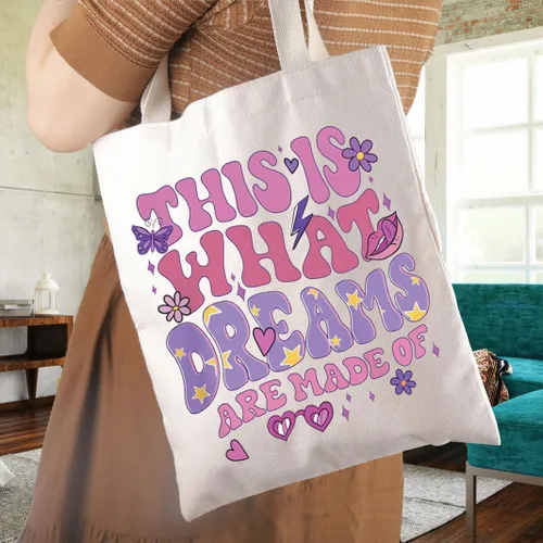 Vista 2 de WCGXKO Cartoon Movie Gift This Is What Dreams Are Made Of Canvas Tote Bag Sueños hechos
