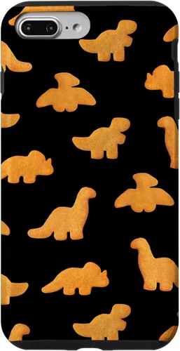 Vista 12 de iPhone 16 Dinos - Patrón de pepitas de pollo Divertida funda negra de dinosaurio realista