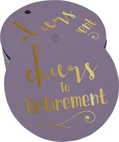 Vista 41 de Etiquetas de papel para colgar con texto en inglés "Cheers to Retirement Wall" (50 unidades)