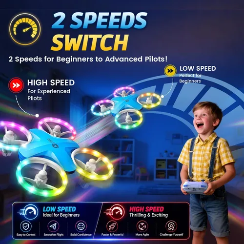 Vista 5 de Holy Stone Mini dron HS180 LED para niños principiantes, cuadricóptero RC con 3 baterías de vuelo de 21 minutos, fácil de volar, inicio con una