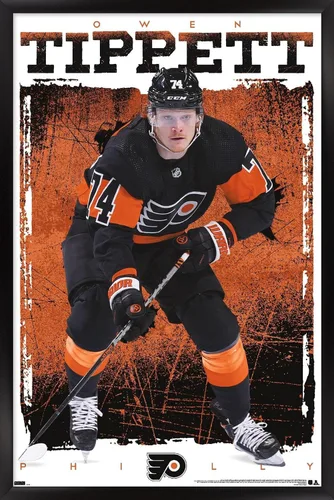 Vista 8 de Trends International NHL Philadelphia Flyers - Póster de pared Owen Tippett 23, 22.4 pulgadas de largo x 14.7 W, versión enmarcada en madera