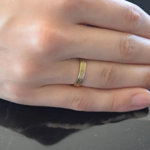 Vista 3 de Ssjewel Simple Band School Ring Men Women Custom Graduation Class Band Ring 14K Gold Finish University Class Band Ring Sterling Silver Stackable
