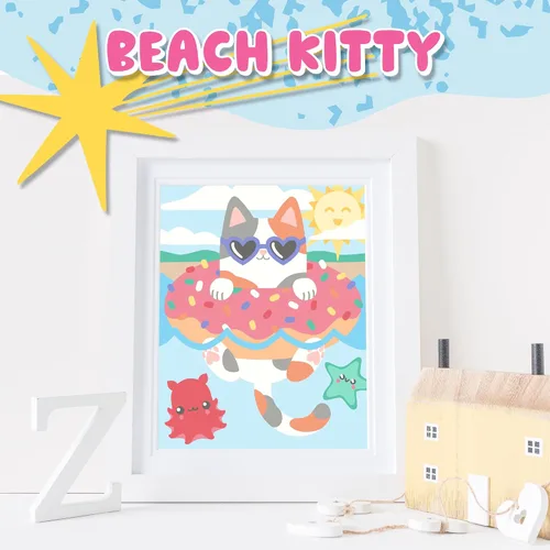 Vista 3 de Astrakuma Studio Pintura por números para niños de 8 a 12 años – Kits de pintura de donas de gato por números con tableros de lienzo predibujados