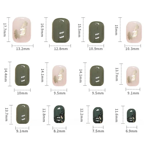 Vista 3 de Uñas postizas a presión ataúd de longitud corta, 24 piezas de cobertura completa, reutilizables, brillantes, uñas postizas con pegamento, uñas