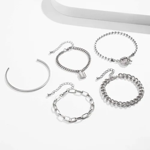 Vista 4 de 5 pulseras con dije de candado para mujeres y adolescentes, accesorios de mano de fiesta, Aolly, No es una piedra preciosa